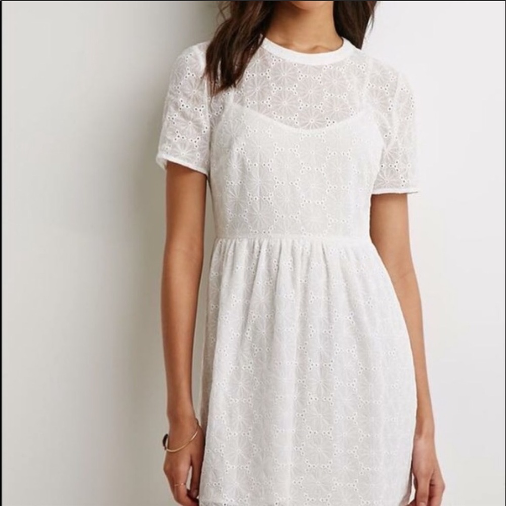 Floral embroidered white sundress
